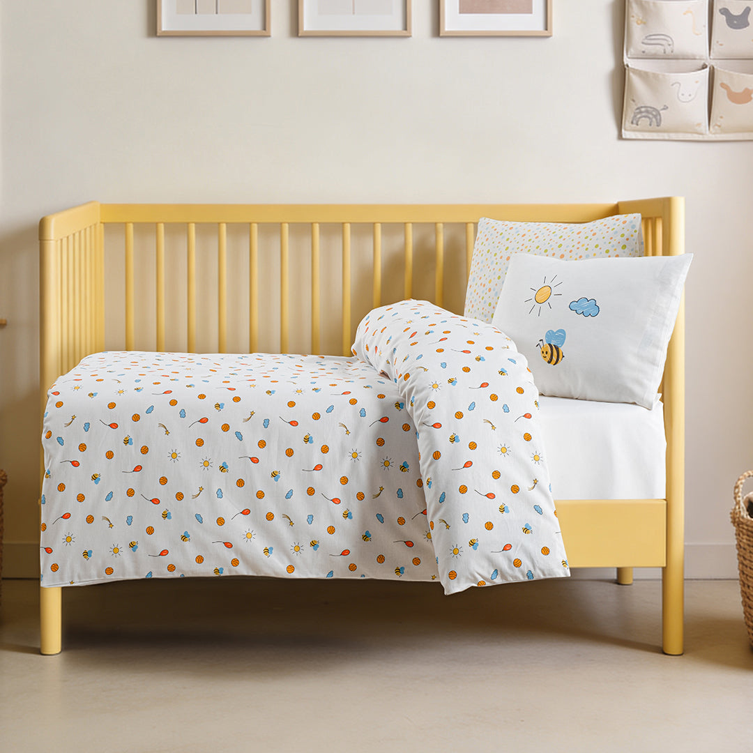 Baby Bee %100 Pamuk Ranforce Bebek Nevresim Takımı Beyaz (4 Parça) 57 Tel
