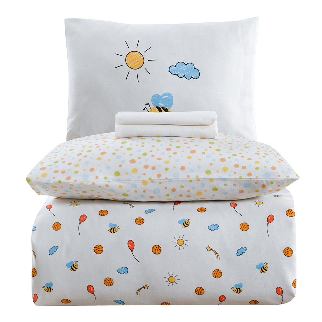 Baby Bee %100 Pamuk Ranforce Bebek Nevresim Takımı Beyaz (4 Parça) 57 Tel
