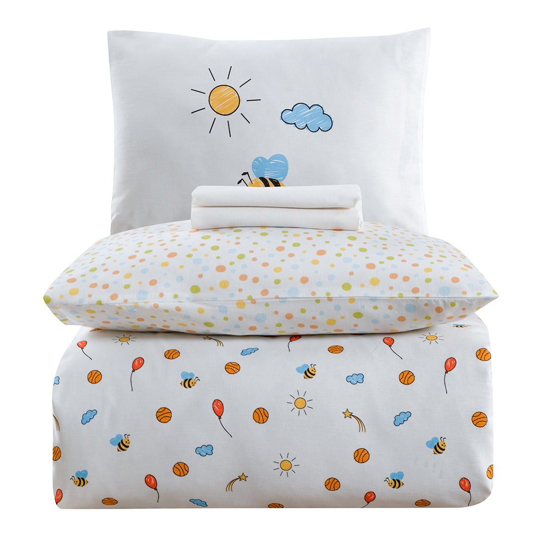 Baby Bee %100 Pamuk Ranforce Bebek Nevresim Takımı Beyaz (4 Parça) 57 Tel