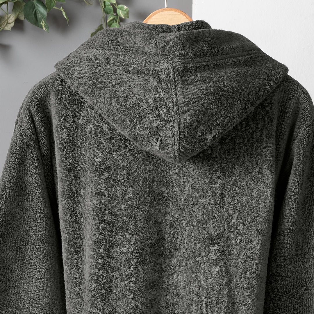 Dolce Microcotton Kapşonlu Unisex Bornoz Antrasit M/L