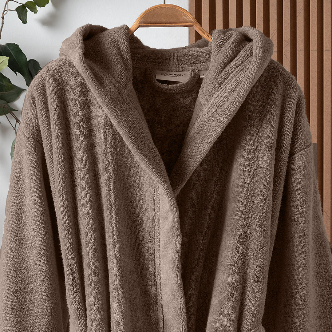 Dolce Microcotton Kapşonlu Unisex Bornoz Bej XL/2XL