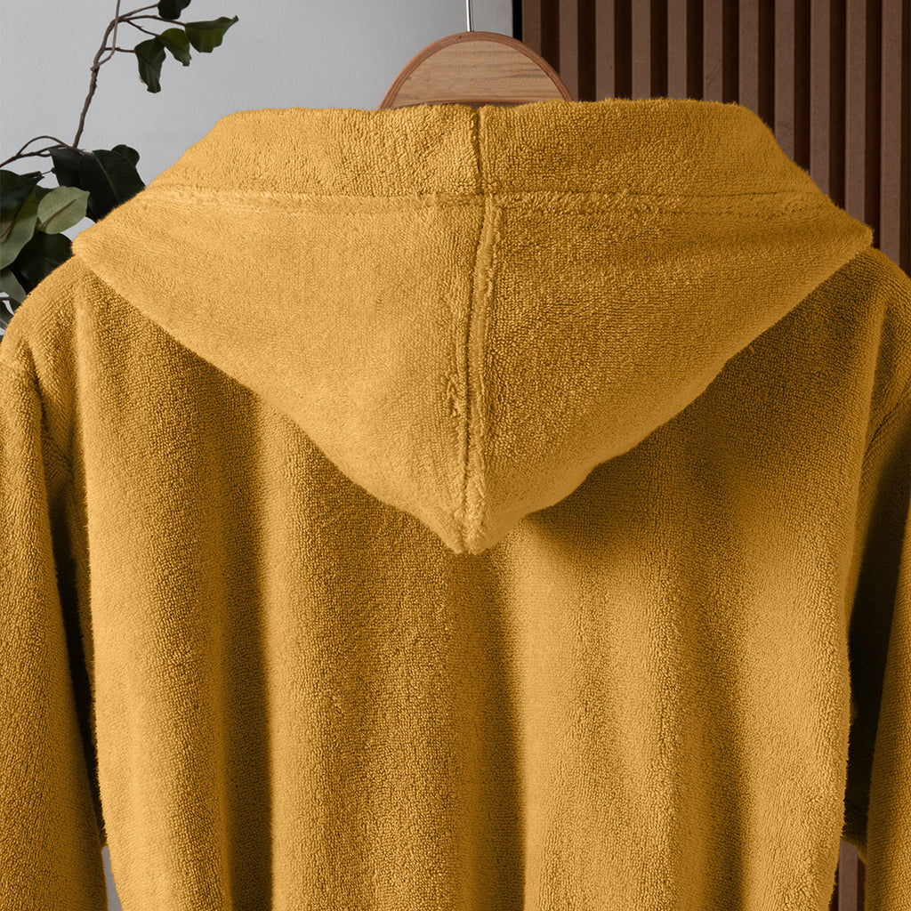 Dolce Microcotton Kapşonlu Unisex Bornoz Hardal XL/2XL