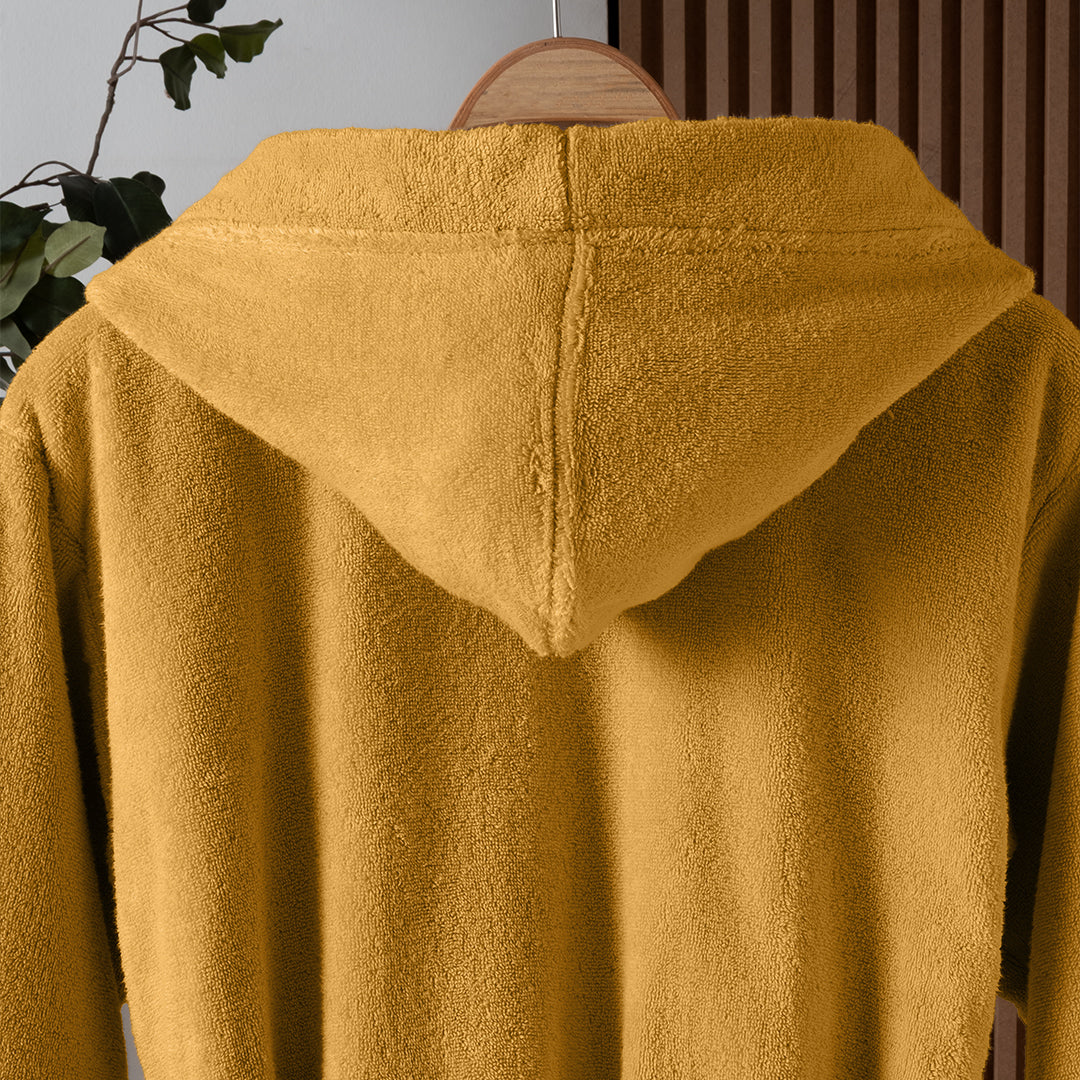 Dolce Microcotton Kapşonlu Unisex Bornoz Hardal XL/2XL