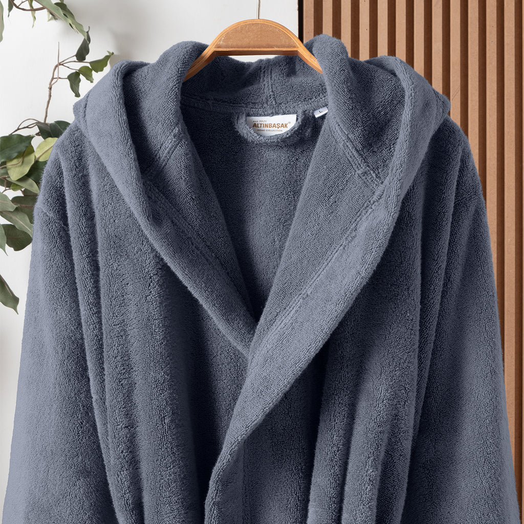 Dolce Microcotton Kapşonlu Unisex Bornoz İndigo M/L