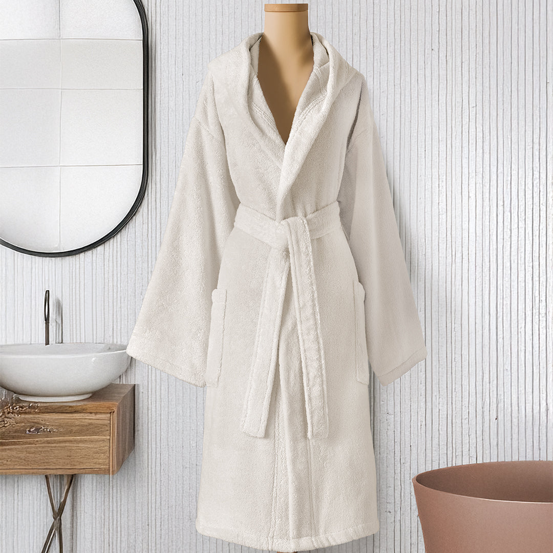 Dolce Microcotton Kapşonlu Unisex Bornoz Linen L/XL