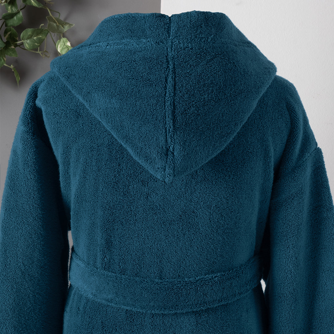 Dolce Microcotton Kapşonlu Unisex Bornoz Petrol L/XL