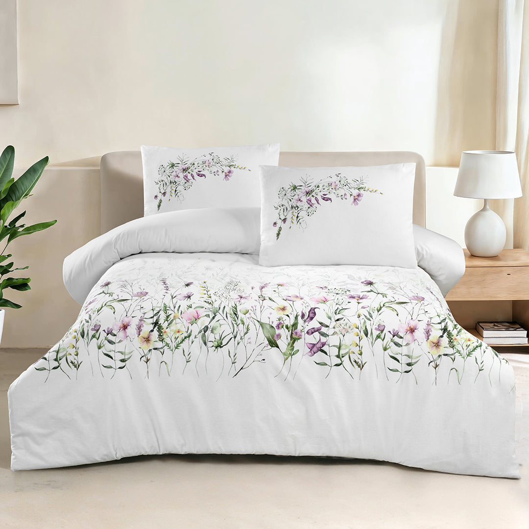 Garden Çift Kişilik %100 Pamuk Ranforce Nevresim Takımı Beyaz 57 Tel (4 Parça)
