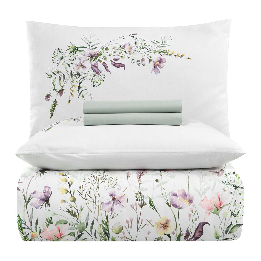 Garden Çift Kişilik %100 Pamuk Ranforce Nevresim Takımı Beyaz 57 Tel (4 Parça)