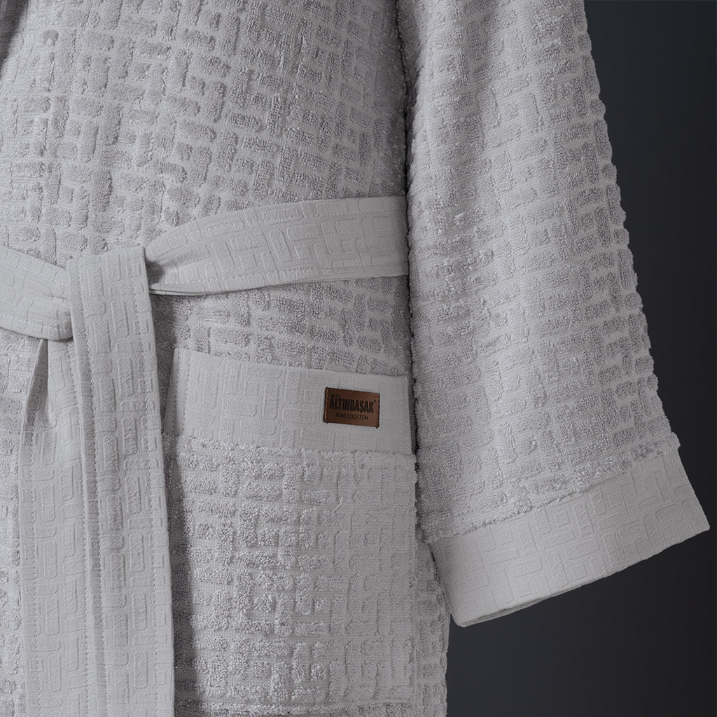 Lisse Bambu Aile Bornoz Seti Ekru/gri 6 Parça M-L/L-XL