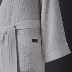Lisse Bambu Aile Bornoz Seti Ekru/gri 6 Parça M-L/L-XL