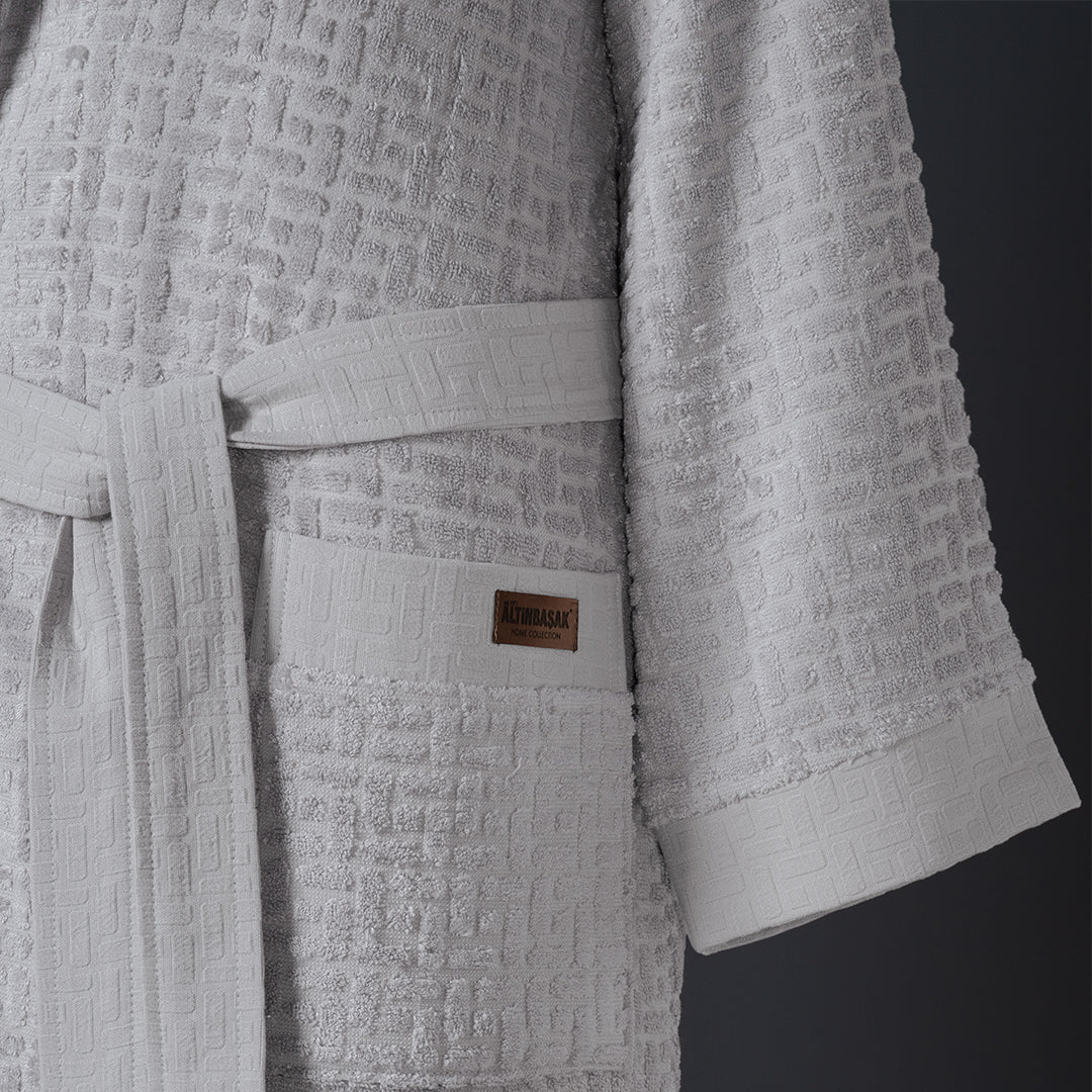 Lisse Bambu Aile Bornoz Seti Ekru/gri 6 Parça M-L/L-XL