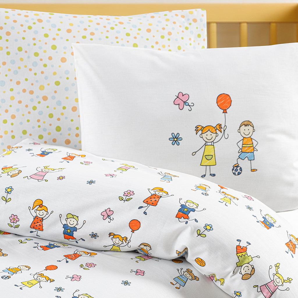 Piccolo %100 Pamuk Ranforce Bebek Nevresim Takımı Beyaz (4 Parça) 57 Tel