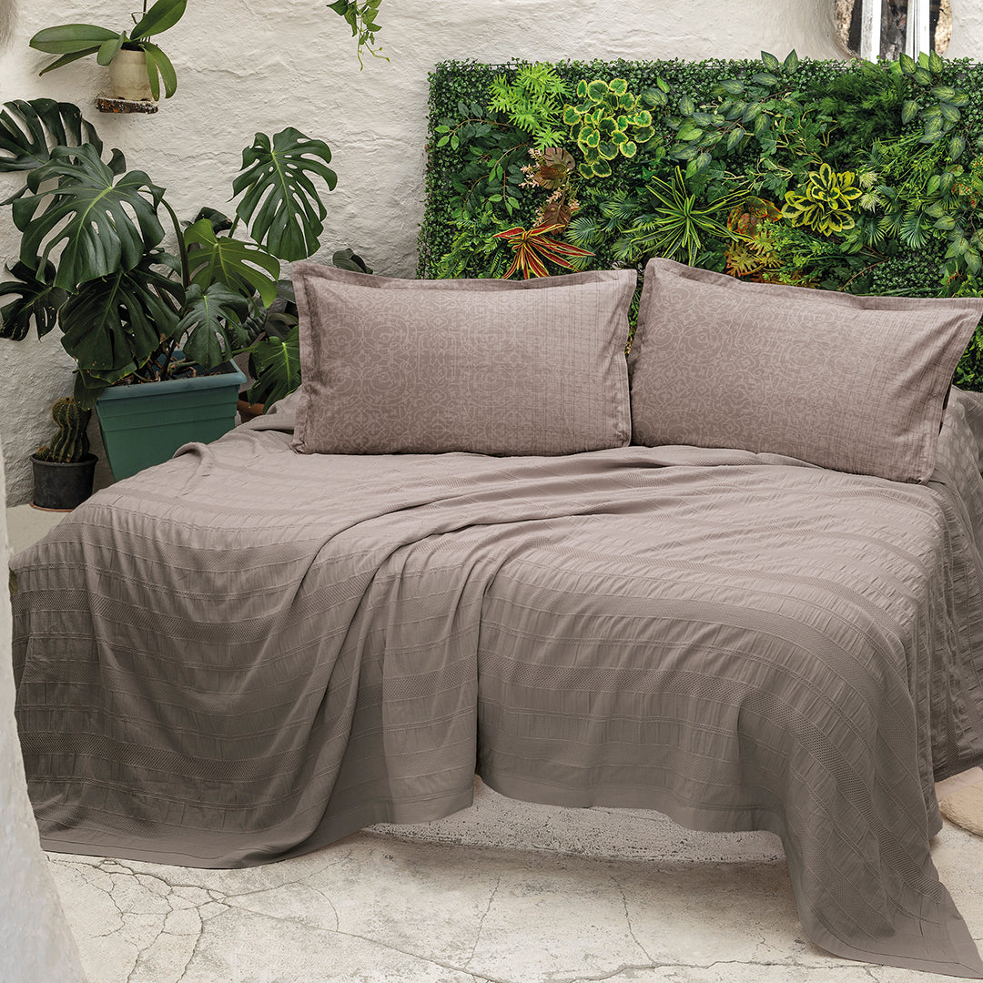 River Çift Kişilik %100 Pamuk Pike Seti Bej (4 Parça)