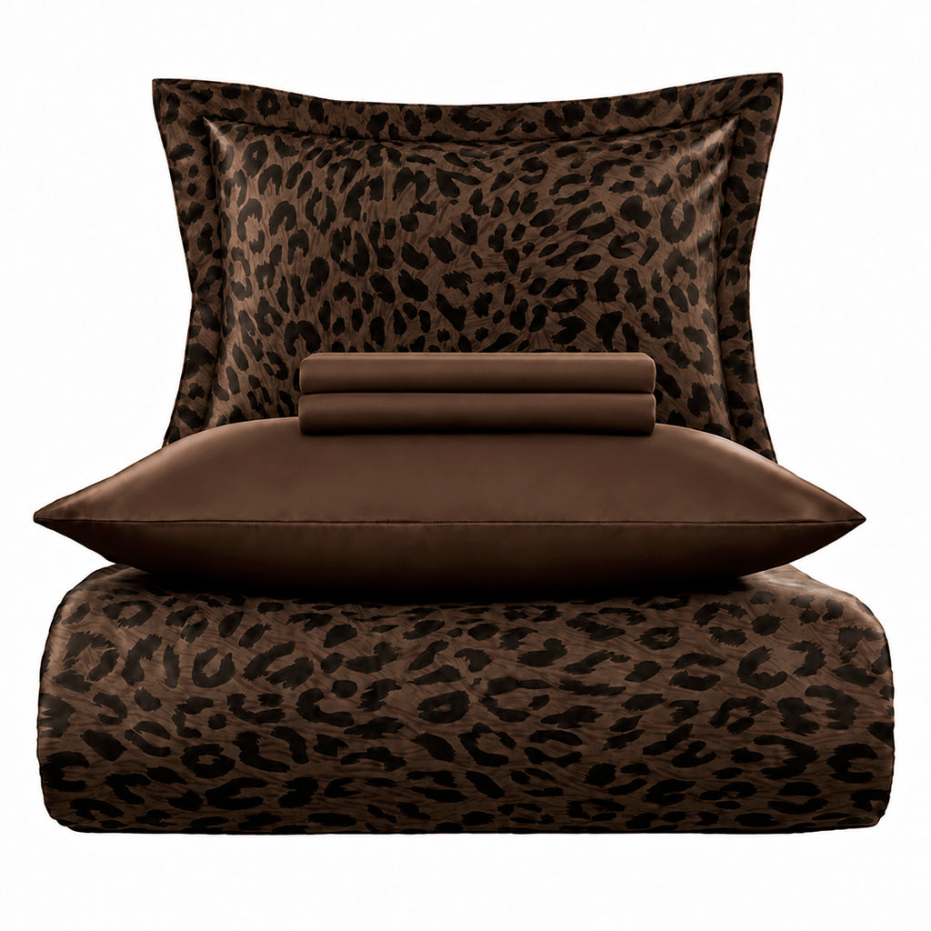 Roar Çift Kişilik %100 Pamuk Saten Nevresim Takımı Kahve 80 Tel (6 Parça)