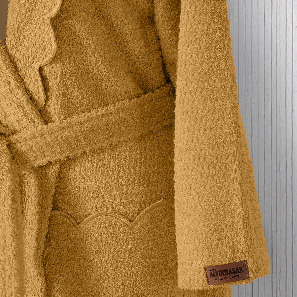 Valora %100 Pamuk Kadın Slim Fit Bornoz Hardal (M)
