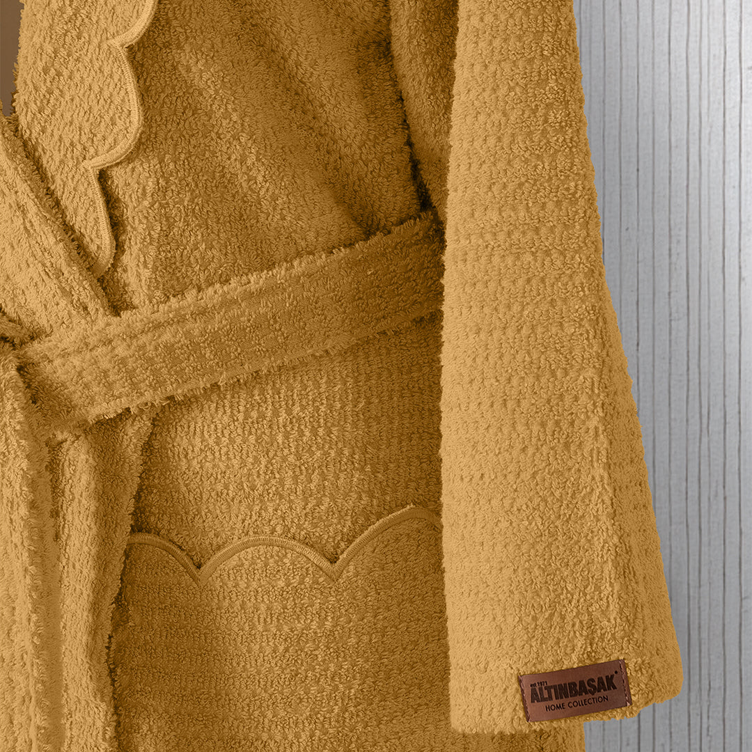 Valora %100 Pamuk Kadın Slim Fit Bornoz Hardal (M)