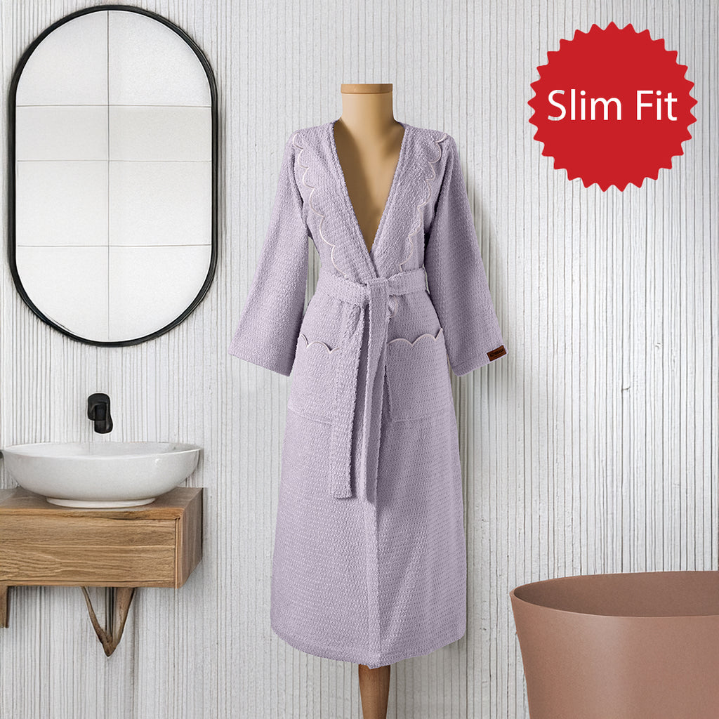 Valora %100 Pamuk Kadın Slim Fit Bornoz Lila (XS)