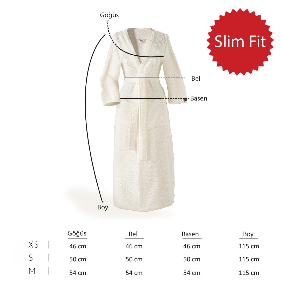 Valora %100 Pamuk Kadın Slim Fit Bornoz Ekru (S)