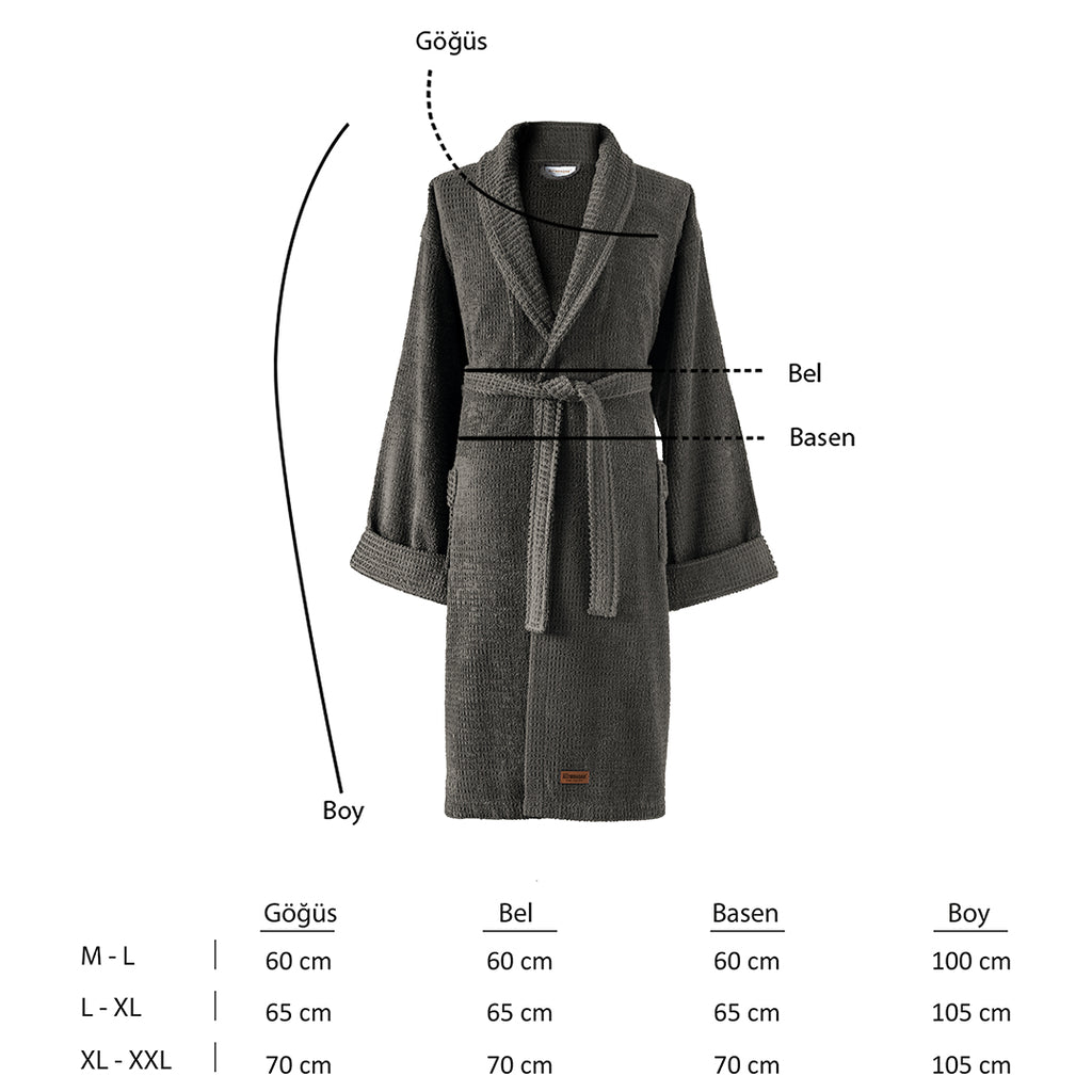 Verto %100 Pamuk Unisex Bornoz Antrasit XL/2XL